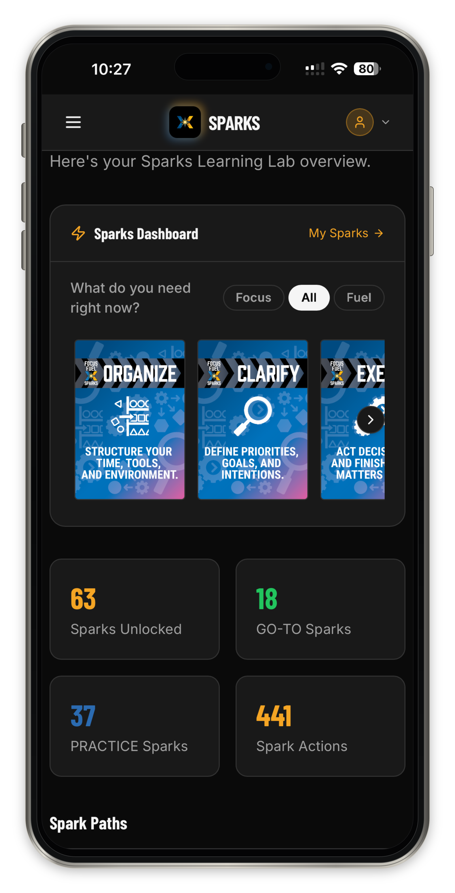 Personal Learning Lab dashboard in an iPhone mockup